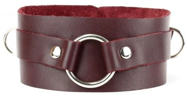 Бордовый широкий ошейник с кольцом Maroon Collar - изображение товара