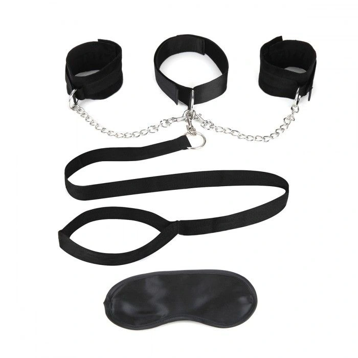 Чёрный ошейник с наручниками и поводком Collar Cuffs & Leash Set - изображение товара