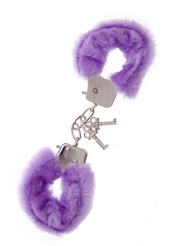 Фиолетовые меховые наручники METAL HANDCUFF WITH PLUSH LAVENDER - изображение товара