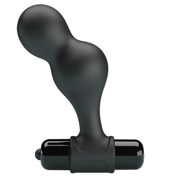 Черная анальная пробка с вибрацией Silicone Vibrating Anal Plug - 10 см. - изображение товара