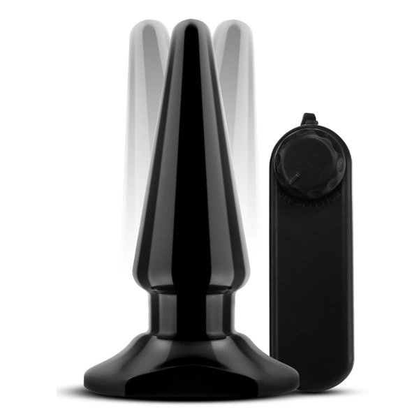 Черная анальная пробка с вибрацией Basic Vibrating Anal Pleaser - 10,2 см. - изображение товара