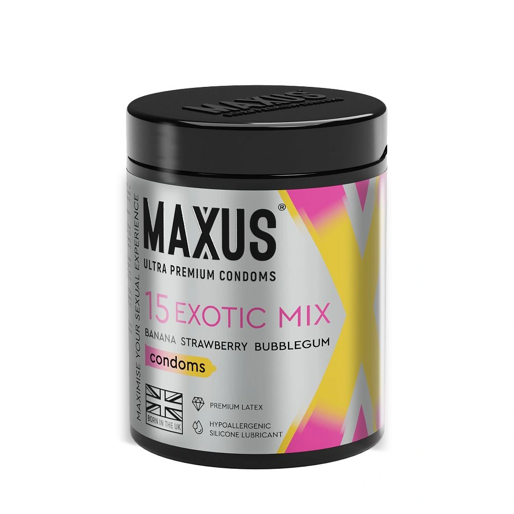 Ароматизированные презервативы Maxus Exotic Mix, разноцветные, упаковка 15 шт. - изображение товара