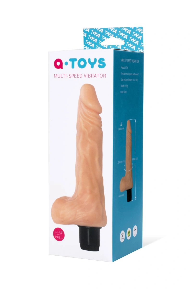 Телесный реалистик-вибратор A-toys, 19,8 см, мультискоростной - изображение товара