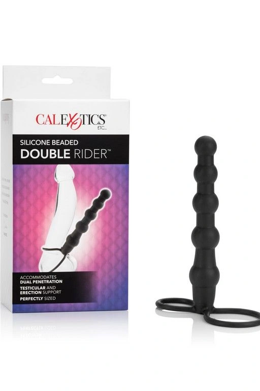 Двойная силиконовая насадка на пенис California Exotic Novelties, 14 см, Beaded Double Rider - изображение товара