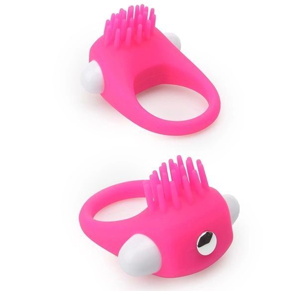 Эрекционное кольцо с щеточкой Dream Toys, LIT-UP SILICONE STIMU RING 5, розовое - изображение товара